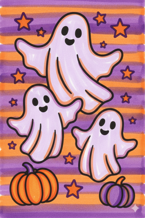 Halloween Duo Two Tones Coloring Book Example