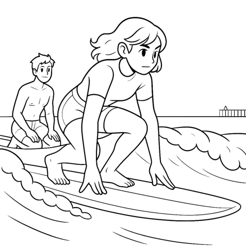 Surf and Ocean Stories Coloring Book page
