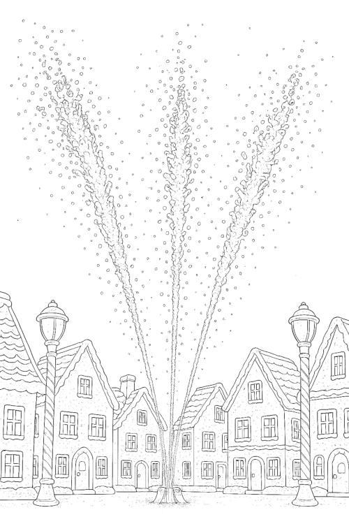 Holidays Gingerbread Village Coloring Book Example