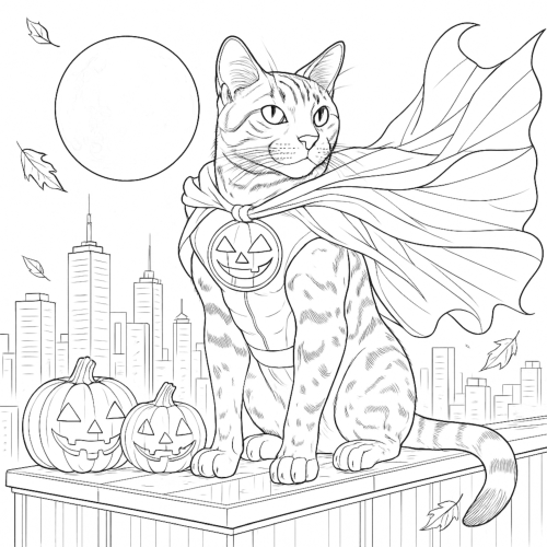 Halloween Cat Magic Coloring Book interior
