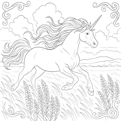 Unicorn Bliss Coloring Book example