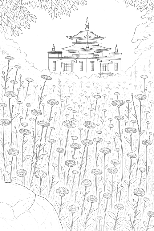 Wildflower Landscapes Coloring Book Interior
