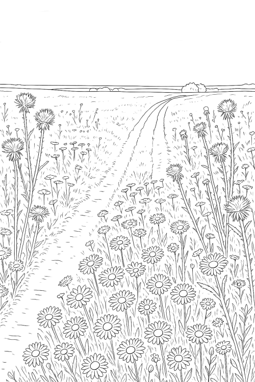 Wildflower Landscapes Coloring Book Example