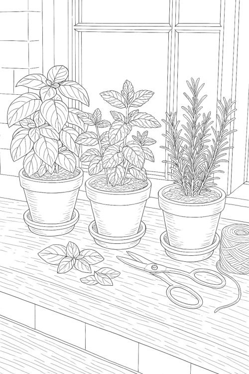 Windowsills Views Coloring Book Interior