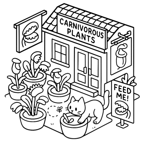 Cats and Stores Coloring Book example
