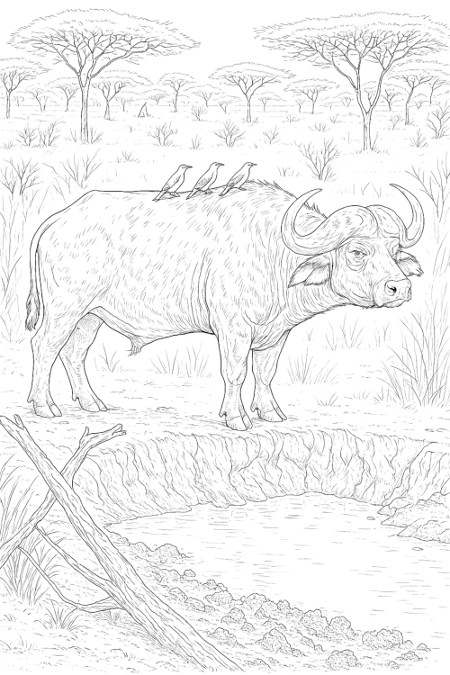 African Wildlife Coloring Book Interior