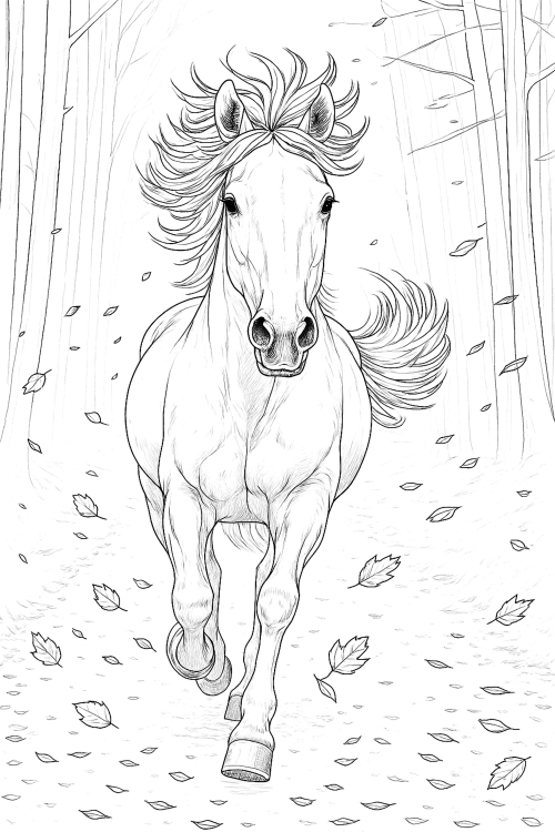 Galloping Horses Coloring Book Example