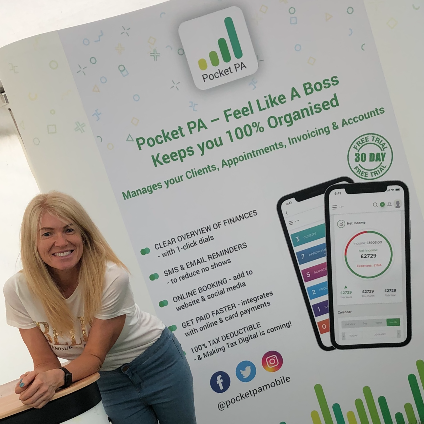 Caro Syson with Pocket PA business organisation and productivity software for small business owners