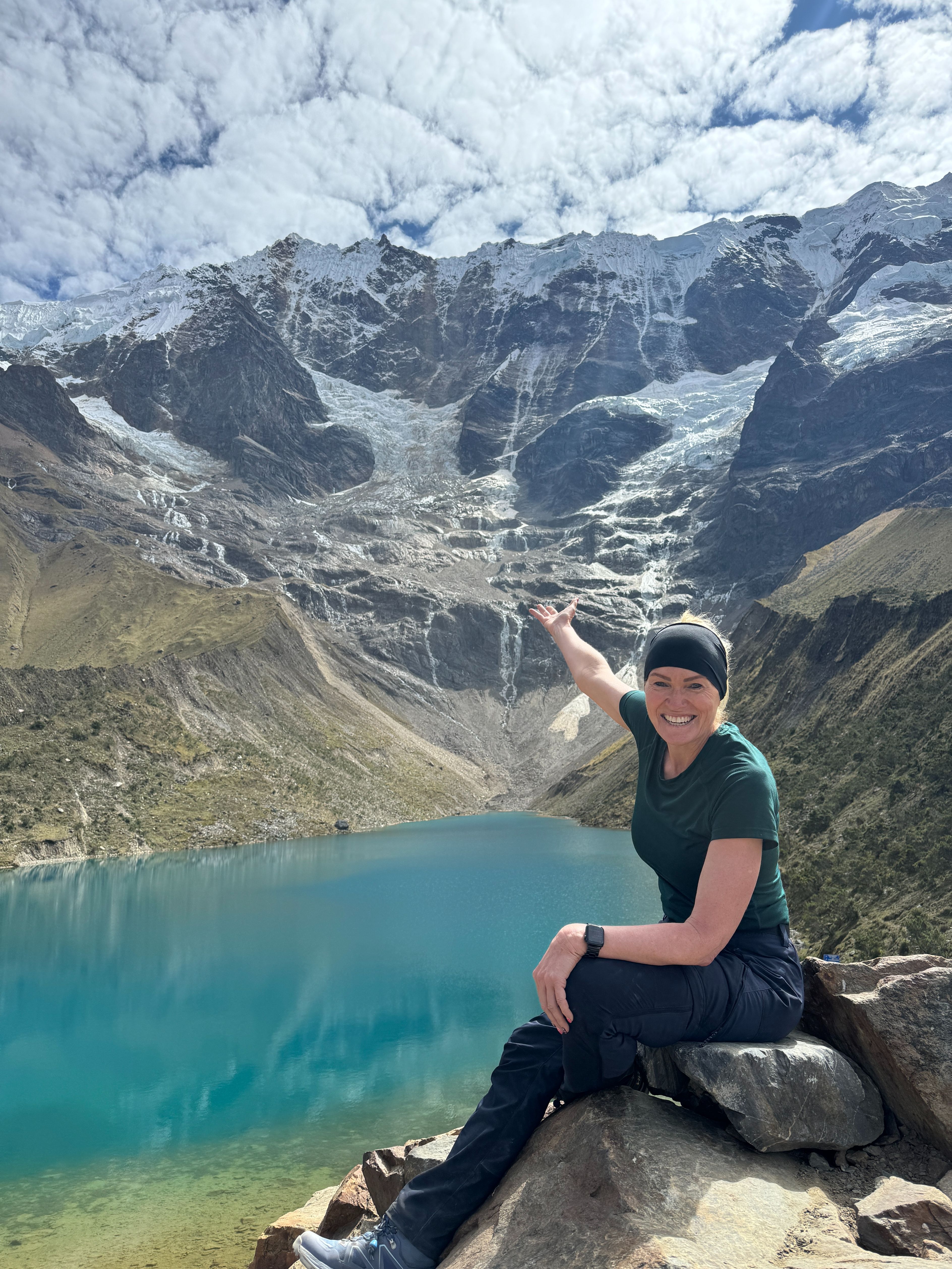 Caro Syson enjoying trekking, travel and adventure during the Inca Trail in the Peruvian Andes near Machu Picchu