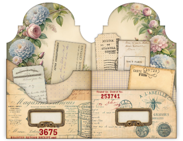Free printable download for subscribers — floral folio with antique paper textures