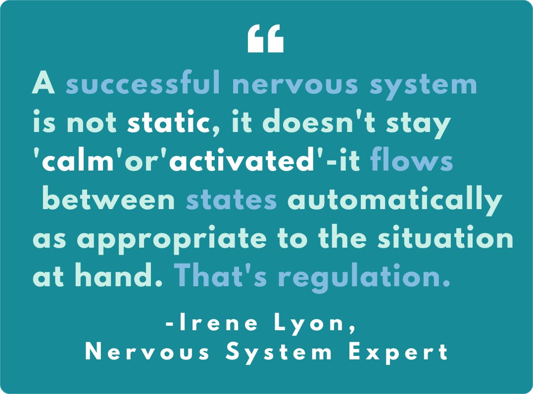 Quote from Irene Lyon - a regulated nervous system is not static but flows between states automatically and appropriately to the situation in hand.