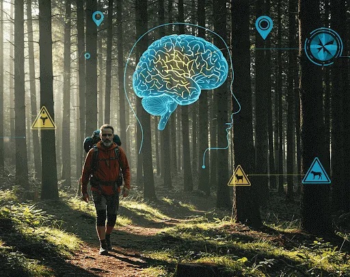 Man walking in a forest