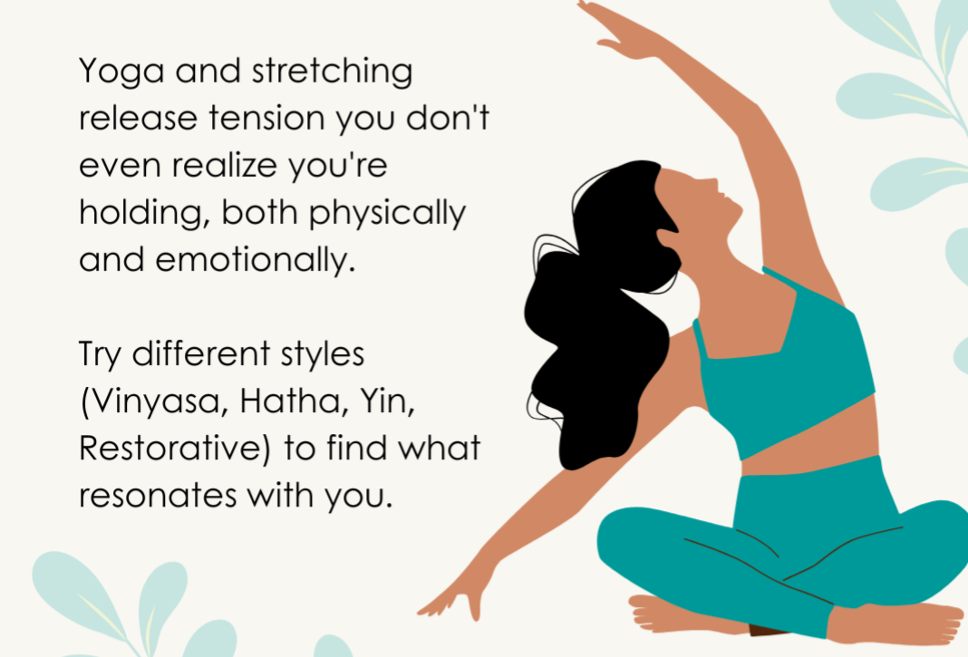 Yoga and stretching to release anxiety and tension