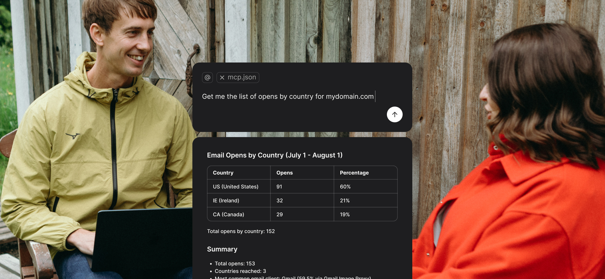 MailerSend colleagues looking at a text