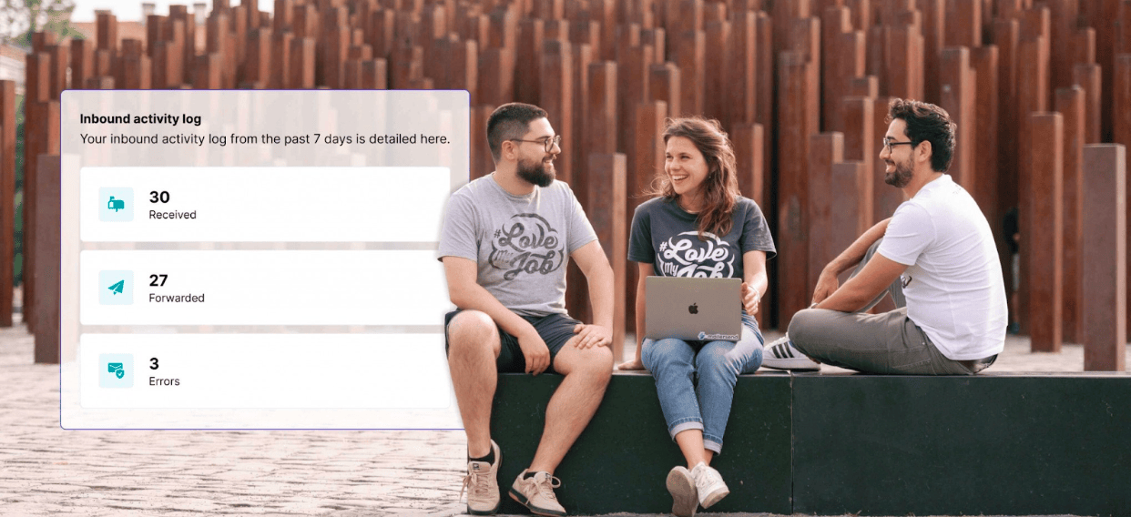 MailerSend colleague looking at his laptop