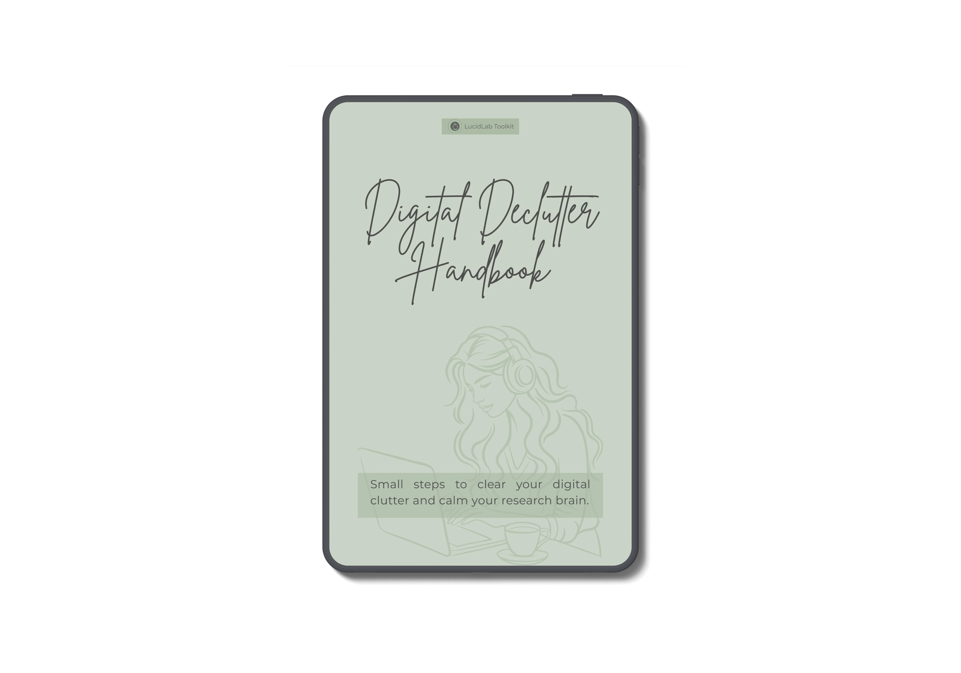 Digital Declutter Handbook cover shown on a tablet