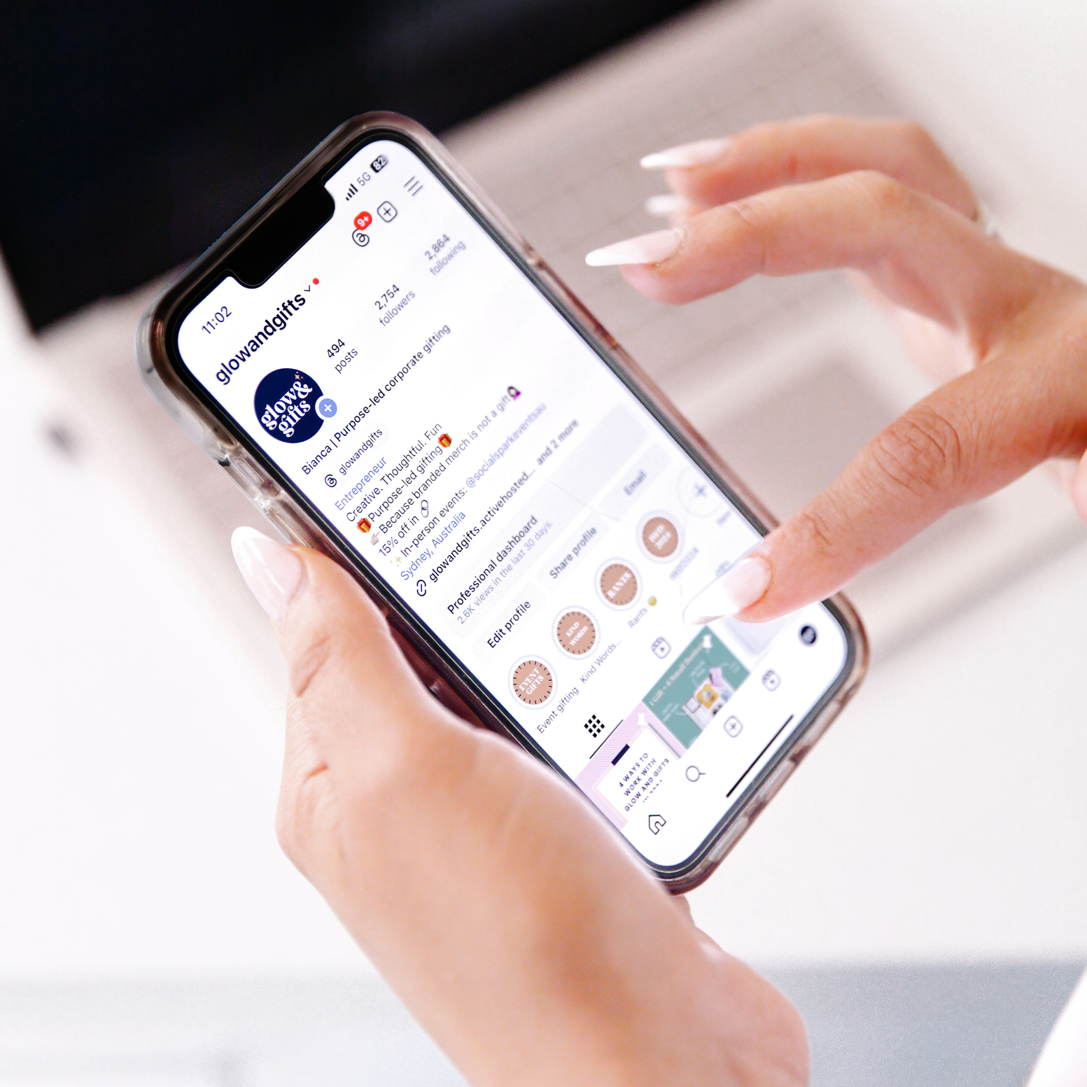 iphone showing instagram profile