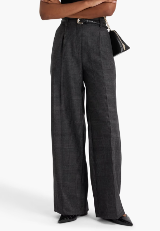 Pantalon large tweed Prince de Galles en laine