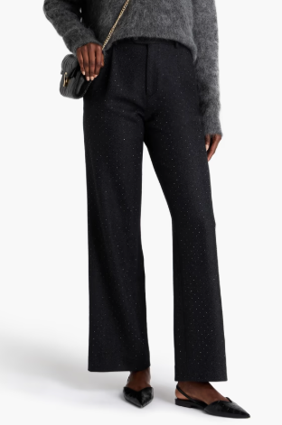 Pantalon large en laine orné de cristaux