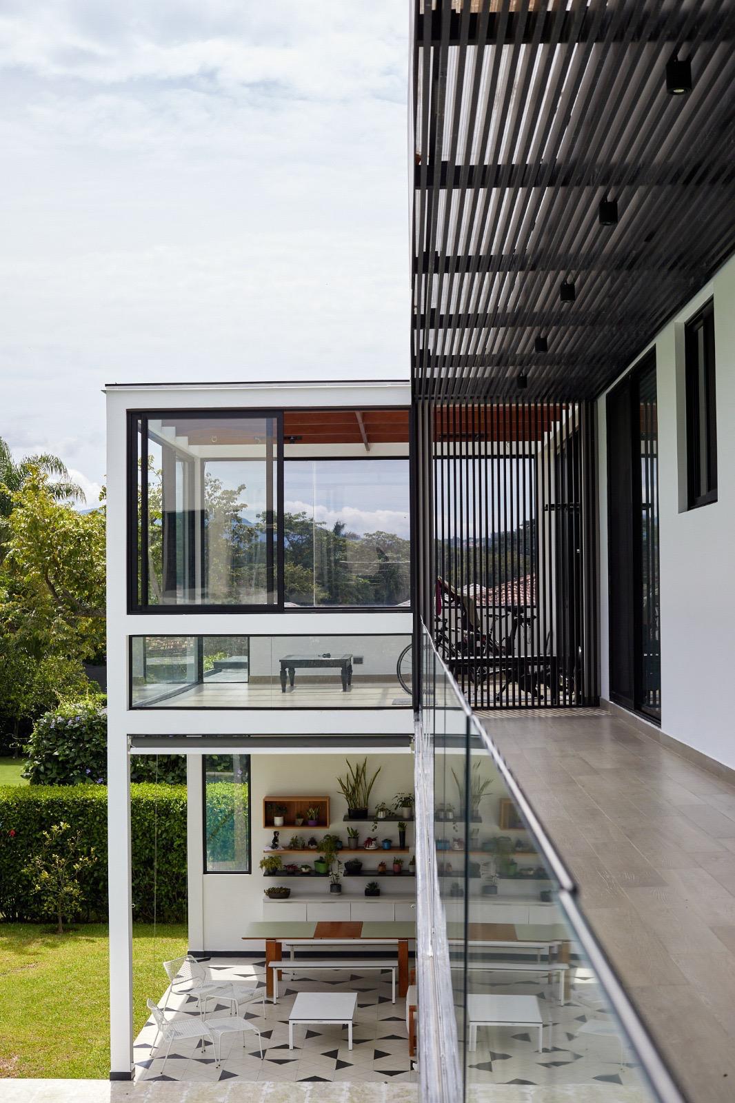 Aerial view modern building facade