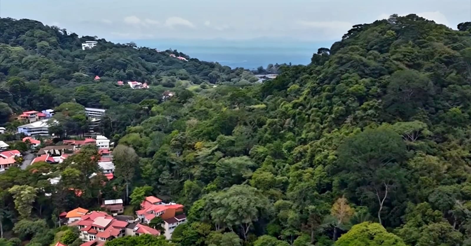 Panoramic aerial view of Costa Rica mountainside