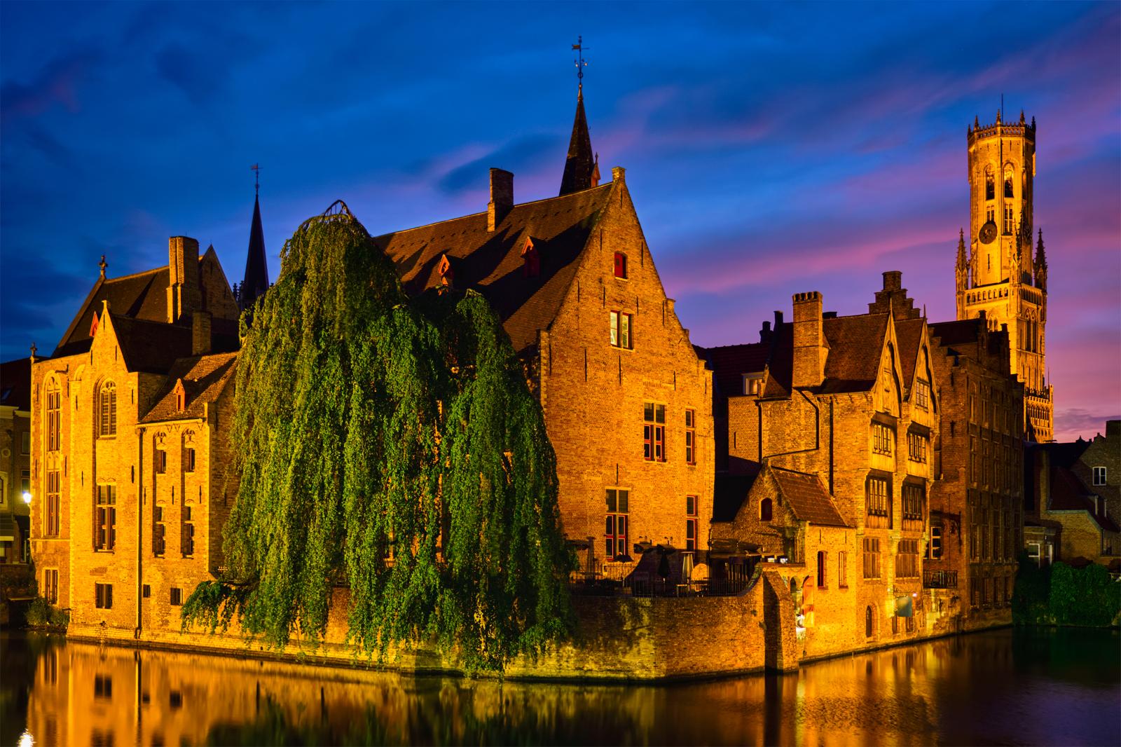 Bruges golden-hour waterfront