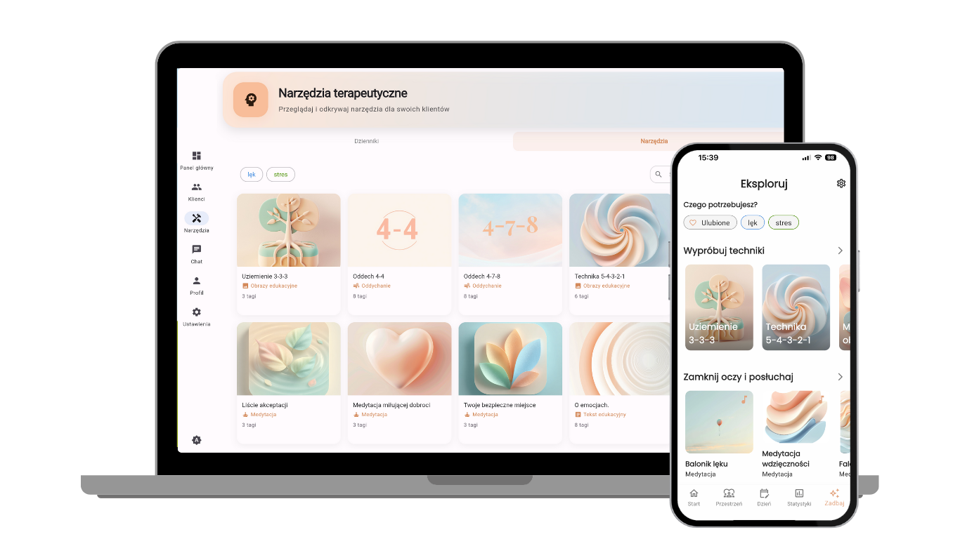 ZUNO PRO – podgląd aplikacji na laptopie i telefonie