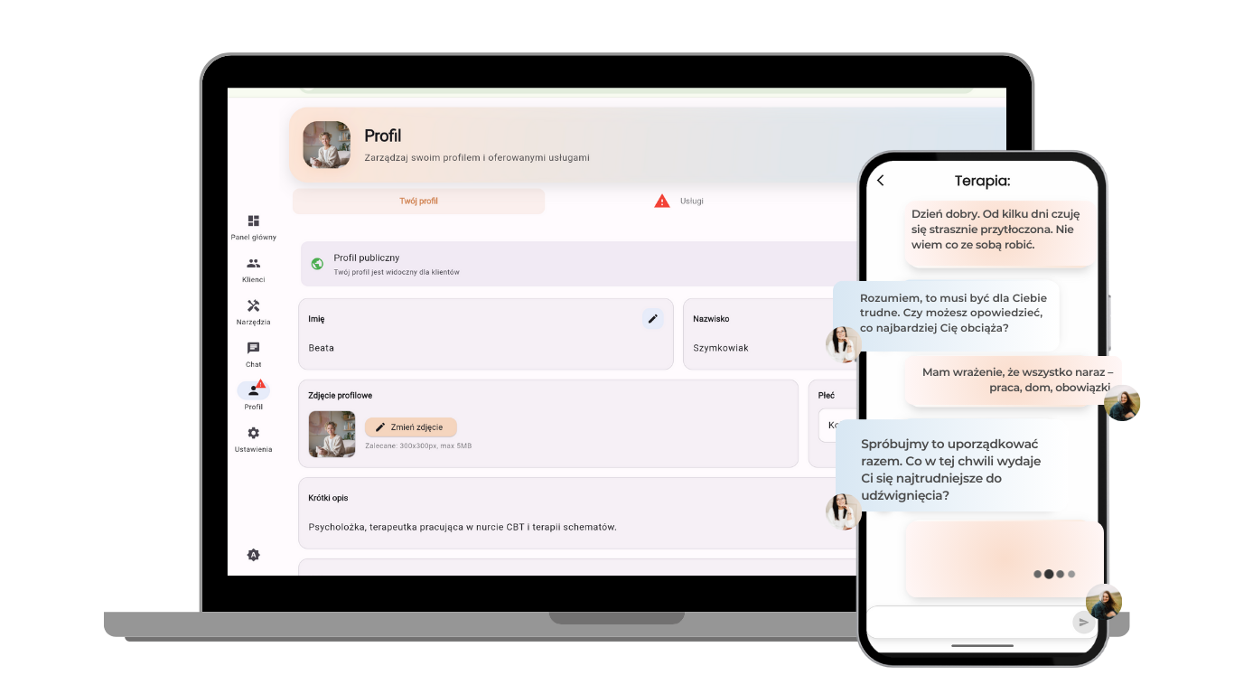 ZUNO PRO – podgląd aplikacji na laptopie i telefonie