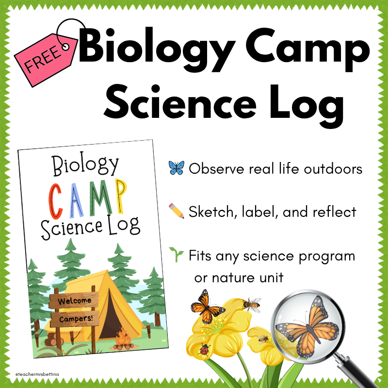free biology camp science log to print and learn
