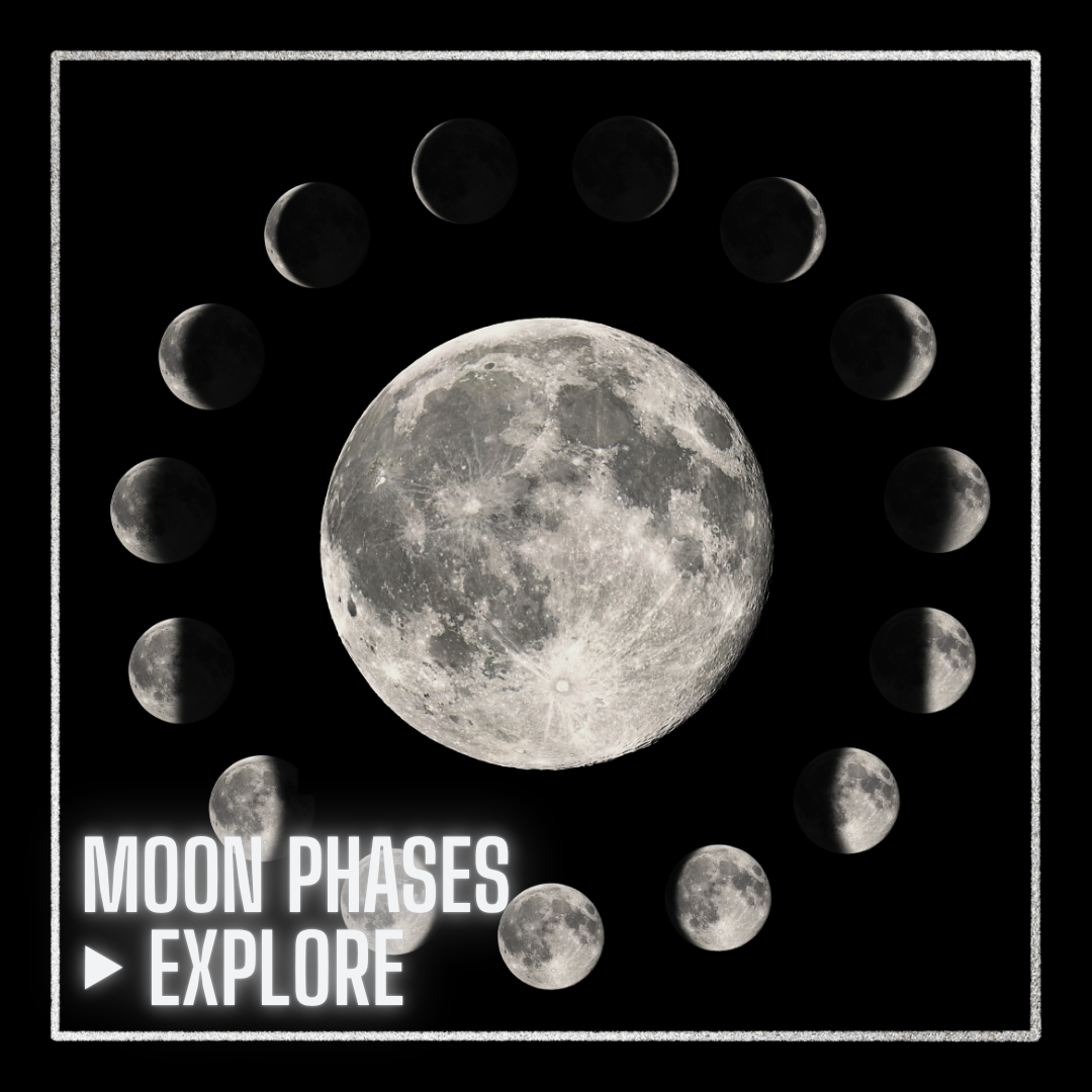 Moon surrounded by the phases of the lunar cycle – explore Moon phases
