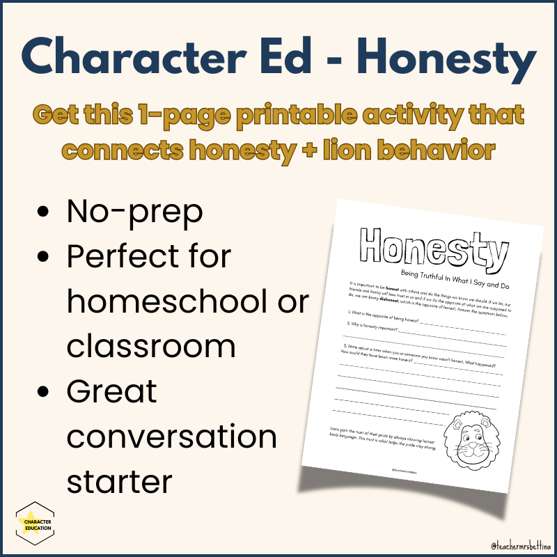 printable honesty page with nature tie-ins
