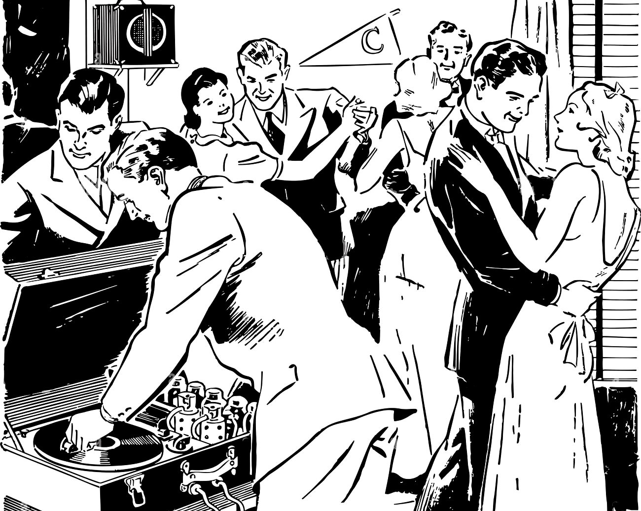 Illustration of people at a party