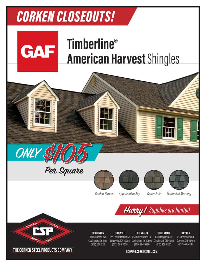 GAF Timberline American Harvest Closeouts