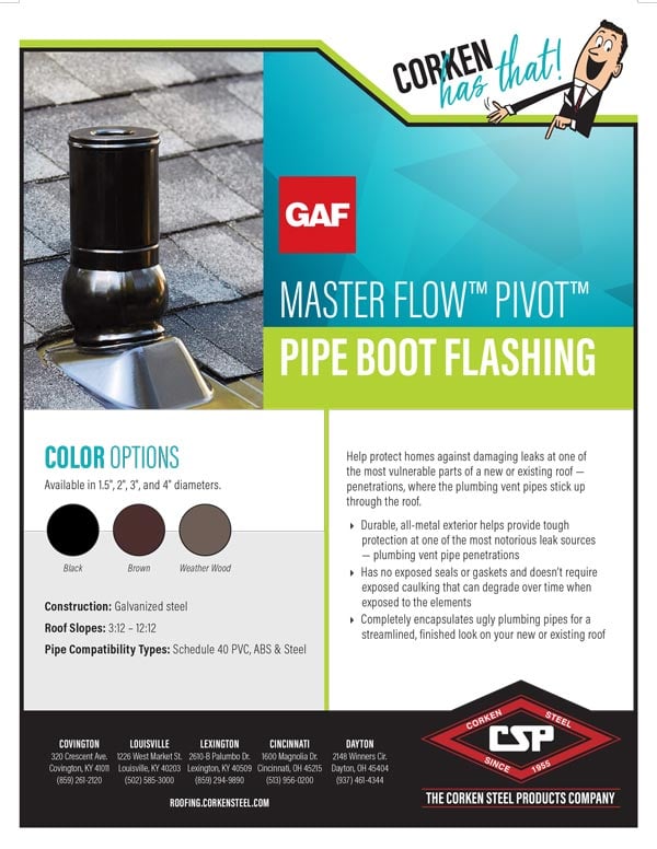 Pivot Pipe Boot Flashing? Corken Has That!