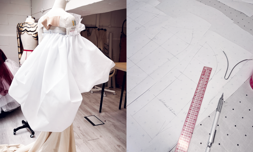 Couture drape Volume detail – experimental cutting on the stand and flat pattern drafting