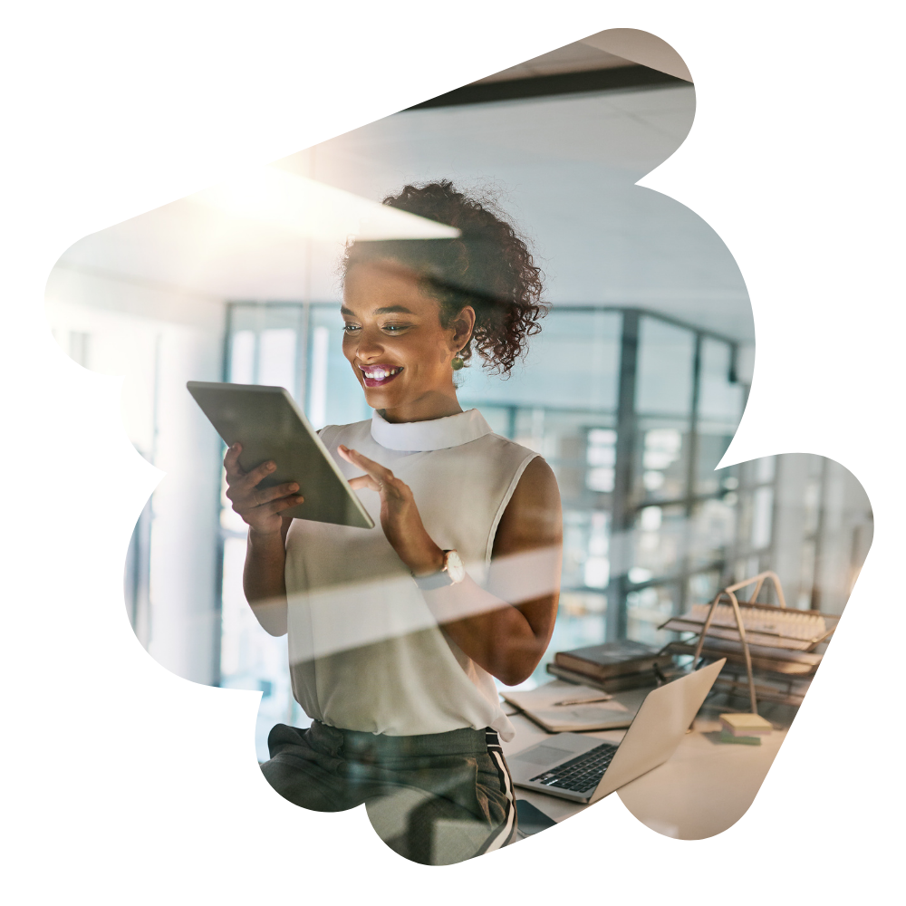 business woman using a tablet device