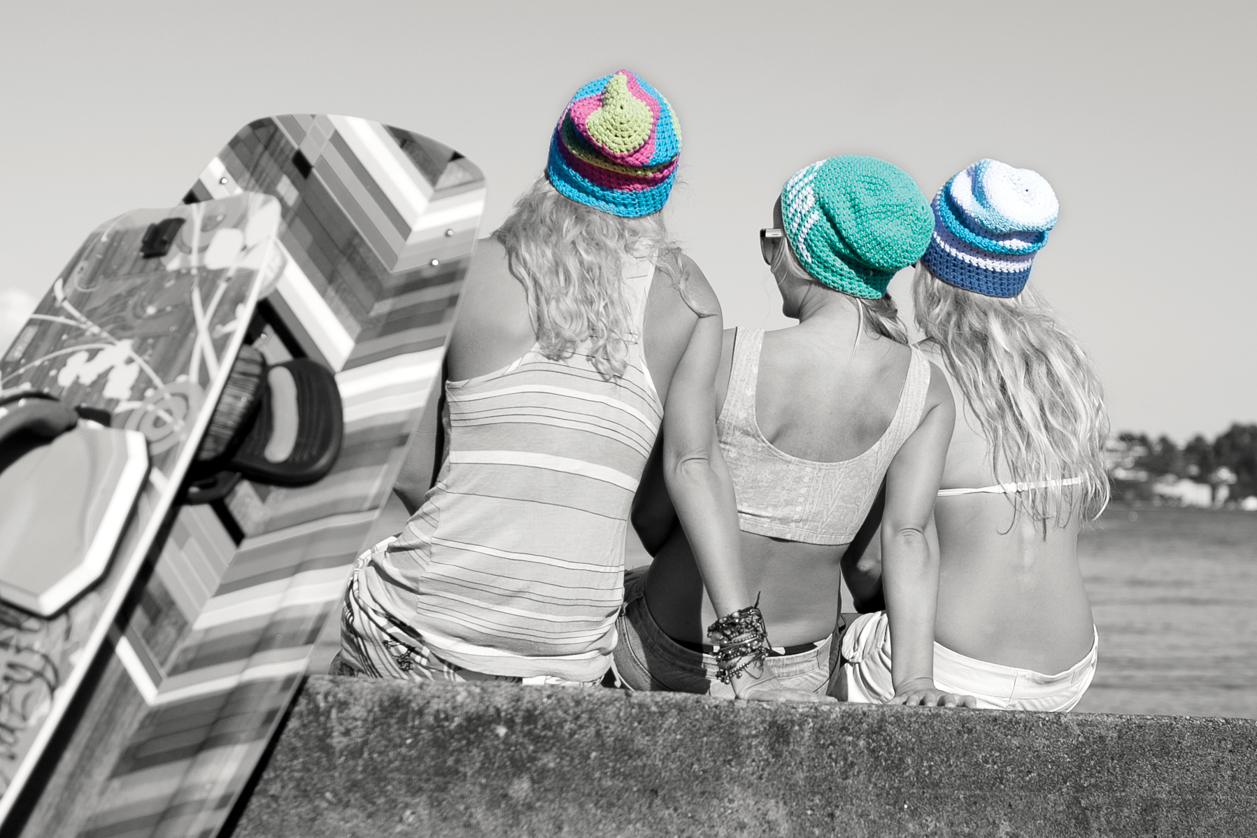 Blått heklet pannebånd