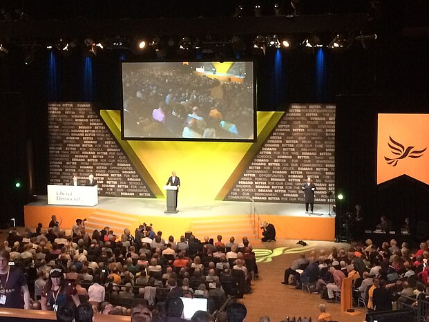 Photo of policy making at Lib Dem conference