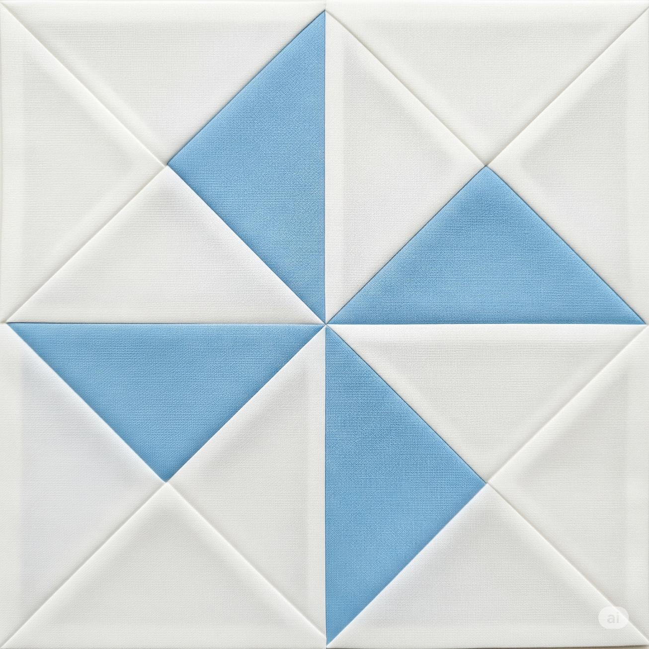 Blue and white pinwheel block, half square triangles