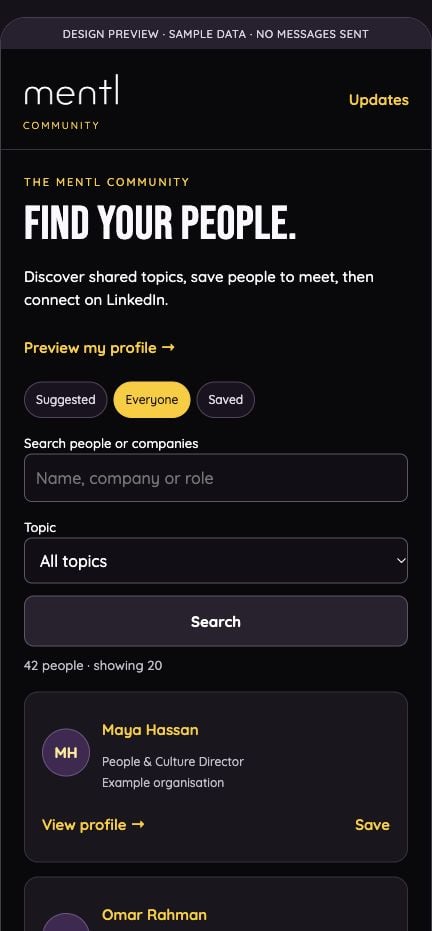 Find your people in the mentl community app