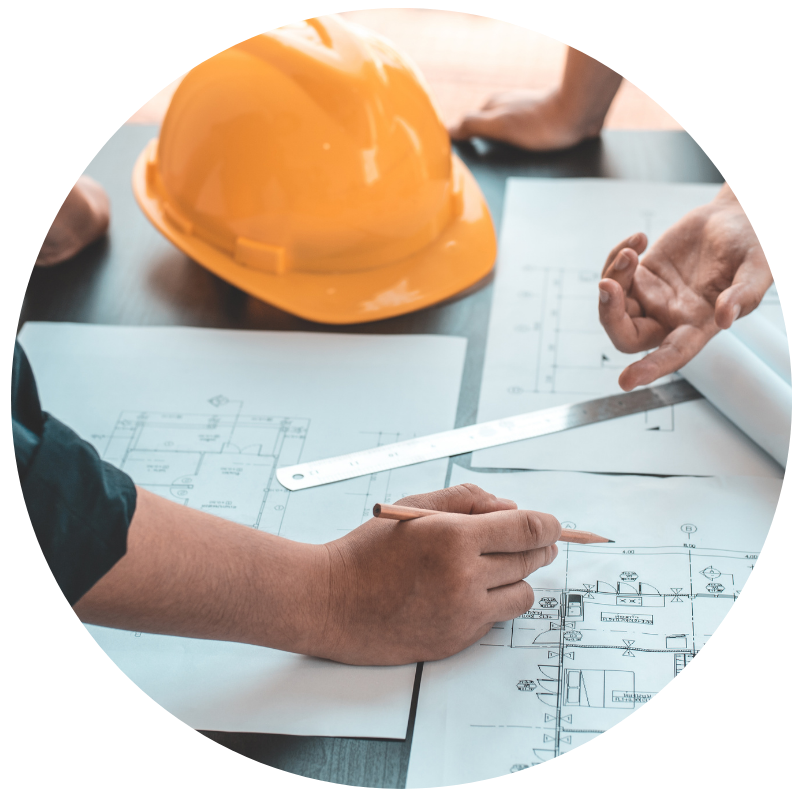 architectural plans laid out on a table