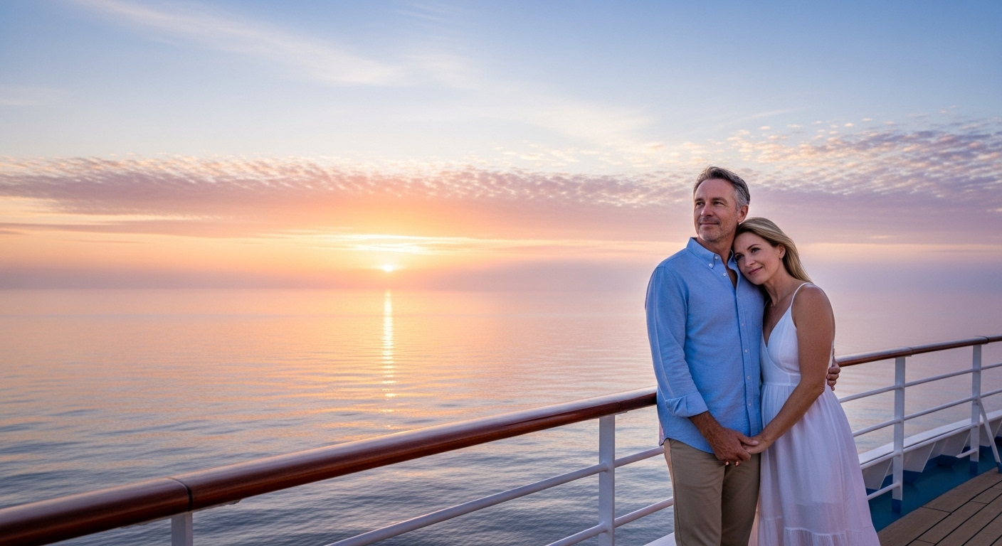 Couple enjoying life on a cruise ship.