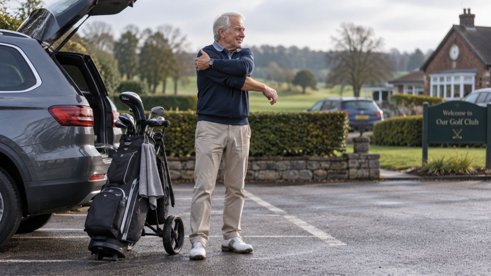 A Simple Warm-Up By The Car Before Golf