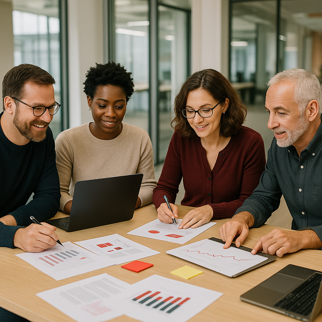 Business team aligned and working toward the same ultimate goal.