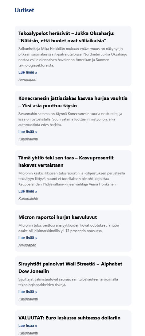 Esimerkki Talousvahti-uutiskirjeestä 2