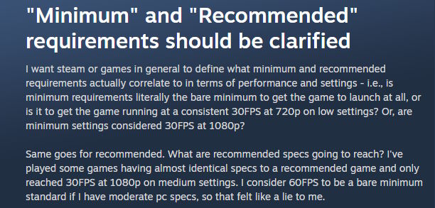 Figuring out min spec