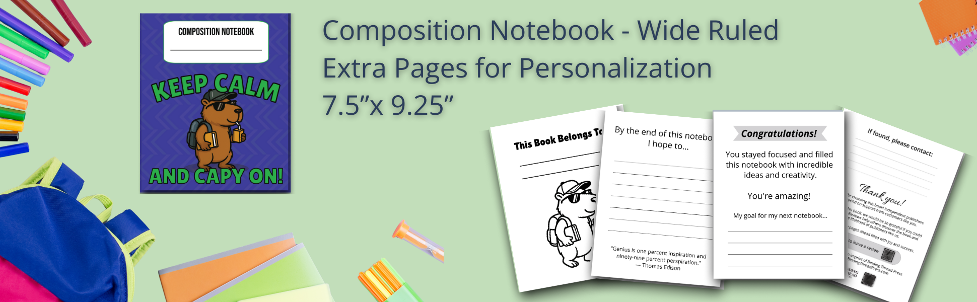 Composition Notebook - Keep Calm and Capy On!