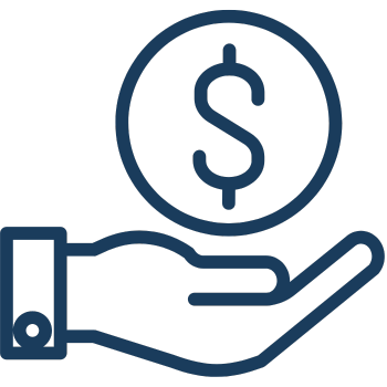 icon with money symbol over hand