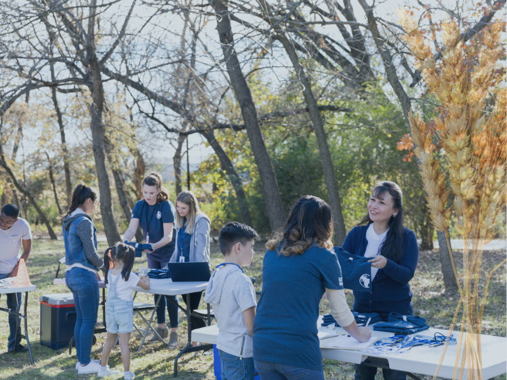 community event with volunteers