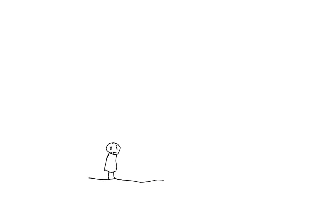 Watercolor painting of a sleeping white boy, blue pillow and a blanket covered in red flowers. There's a poem Night Mommy next to the image. Here's the poem: When darkness falls Night Mommy crawls into your bed with scissors. She cuts your nails and treats your wounds with sea buckthorn oil, she rubs White Flower ointment on your nose so you can breathe with ease and never snore or sneeze. When you wake up in the morning, Night Mommy stops crawling. A report comes in of her deeds, and you say: Thank you, and: Please. Poem and illustration by Elīna Eihmane, from Dragonfly Morning, 2023